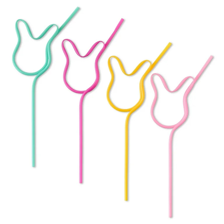 Color-Changing Plastic Bunny Straws, Multicolor, 4 Count, Easter by Way To Celebrate | Walmart (US)