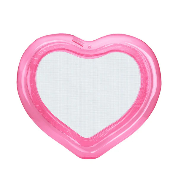 Mesh Heart Water Hammock Clear Pink | FUNBOY