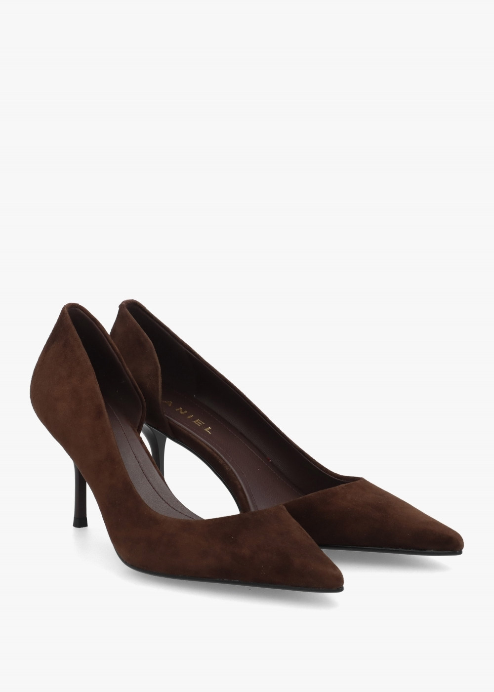 Emma D’Orsay Brown Suede Mid Heel Court Shoes | Daniel Footwear (UK)