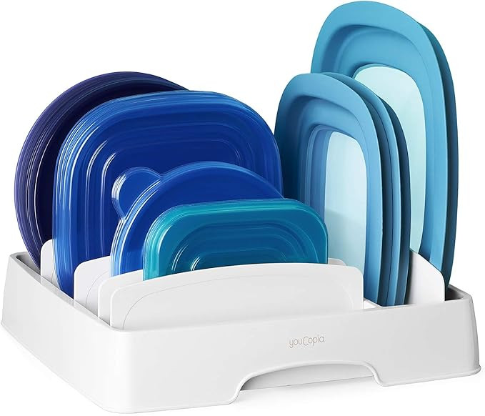 YouCopia StoraLid Food Container Lid Organizer, Medium, White | Amazon (US)