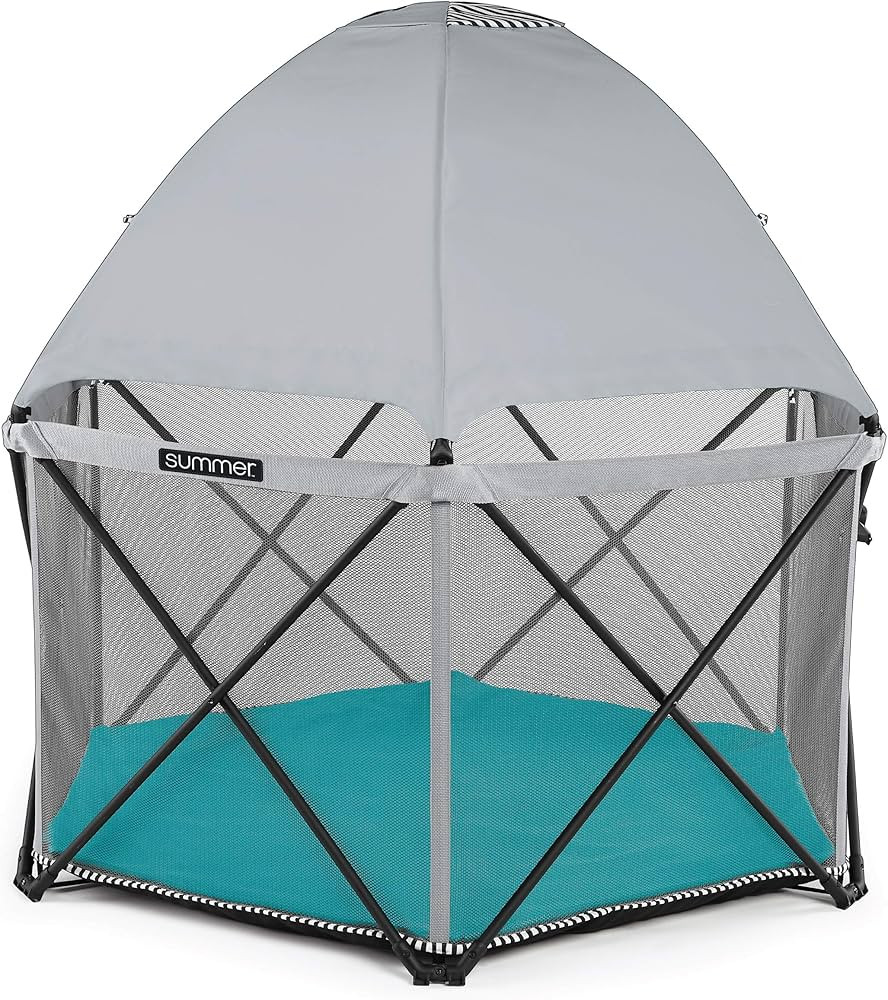 Summer Infant Pop ‘n Play SE Hex Playard, 6-Sided, Sweet Life Edition, Aqua Sugar Color – Ful... | Amazon (US)