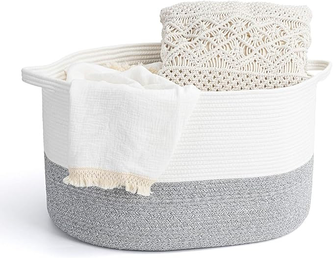 INDRESSME XXX Large Rope Basket Woven Storage Basket Pillow, Blanket Basket Gray Laundry Basket, ... | Amazon (US)