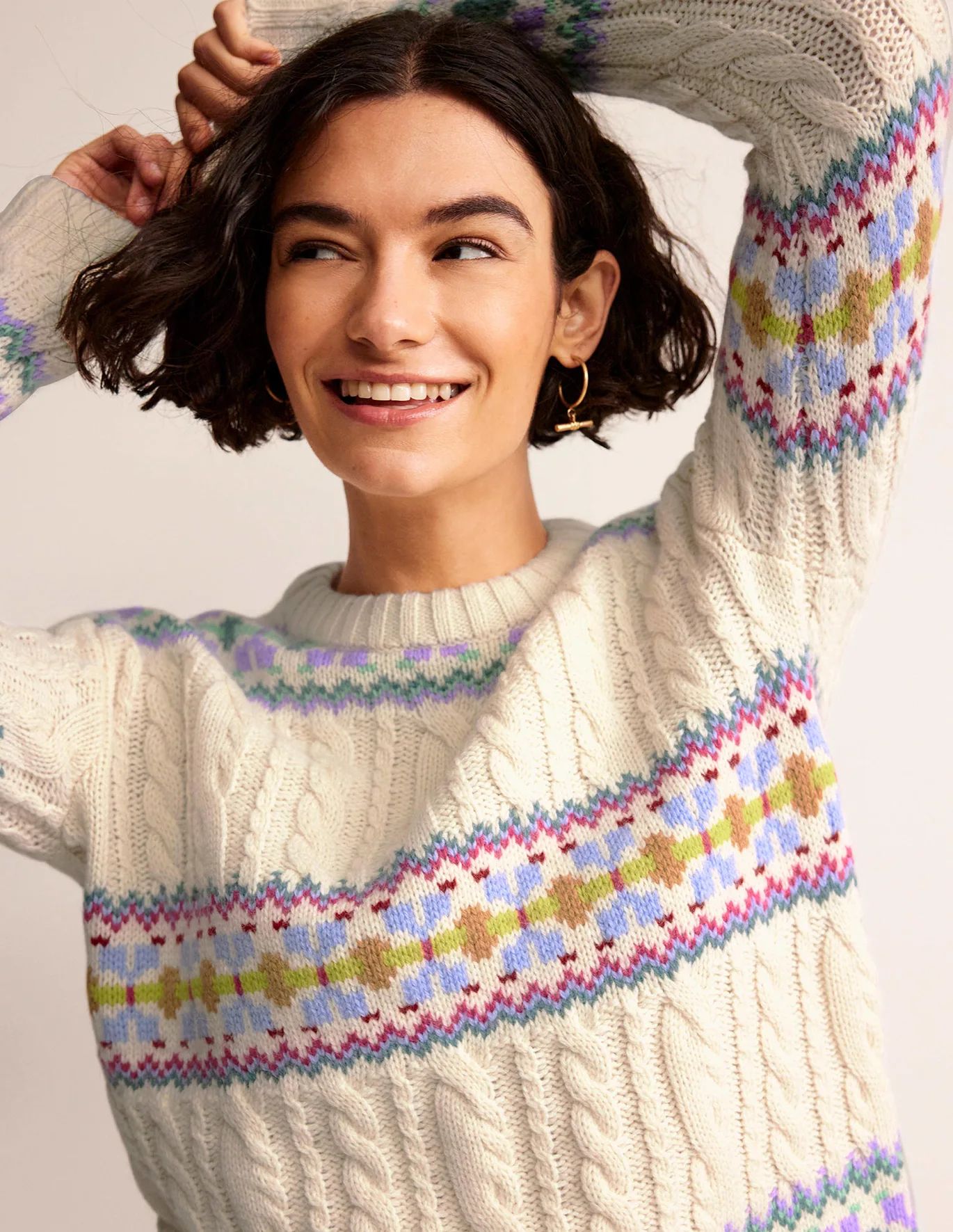 Cable Knit Fair Isle Sweater | Boden (US)