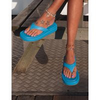 Surfs Up Blue Flatform Flip Flop Thong Sandals | Public Desire (US & CA)