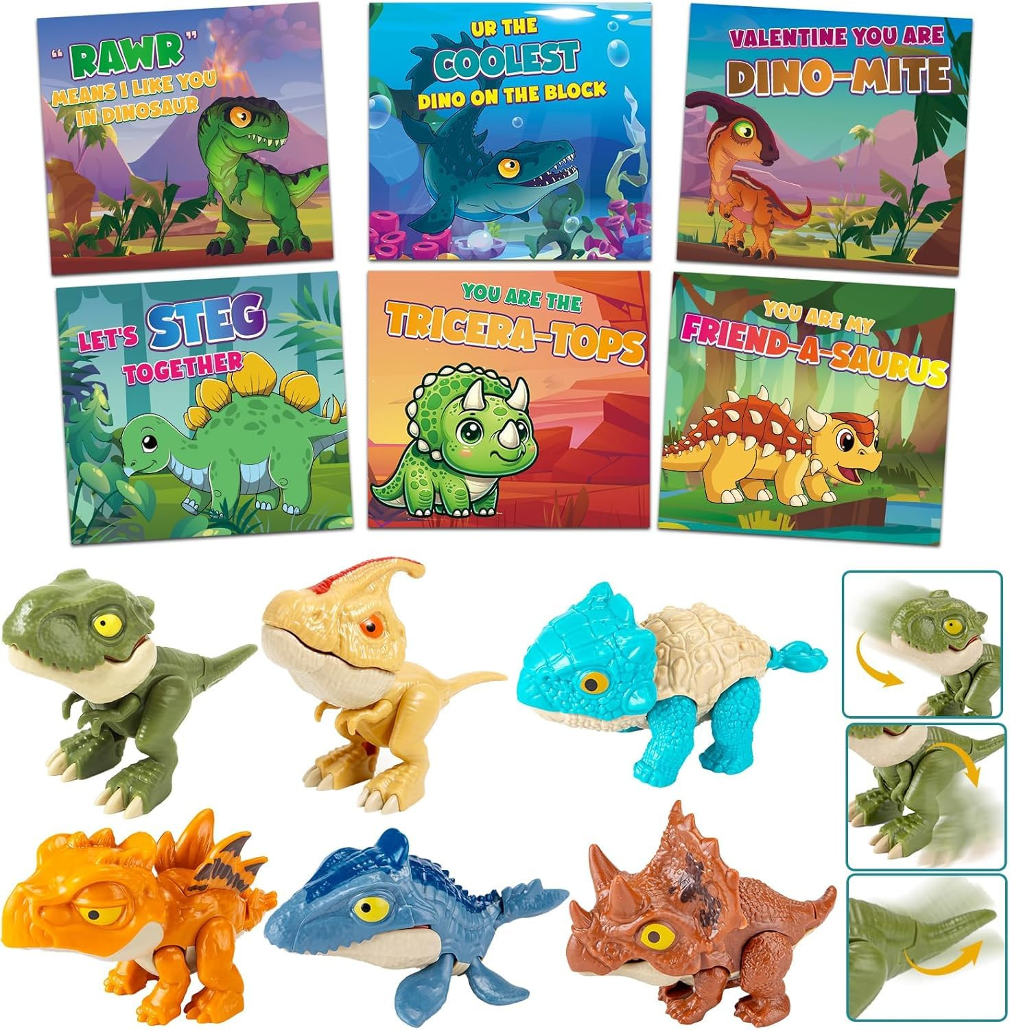 24 Pack Valentines Day Cards for Kids with Dinosaur Toys, Valentines Cards for Kids School Classr... | Amazon (US)