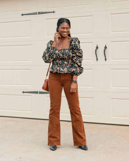 Today’s office look! This fall my style has been inspired by nostalgic looks. This look is giving 70s vibes, I love a good pair of flare cords! 🙌🏾🍂🍁

Fall Style, fall outfits, Thanksgiving outfit, flare leg pants, corduroy pants, floral top, floral print, paisley print, fall prints, office outfit, work outfit 

#LTKSeasonal #LTKstyletip #LTKworkwear