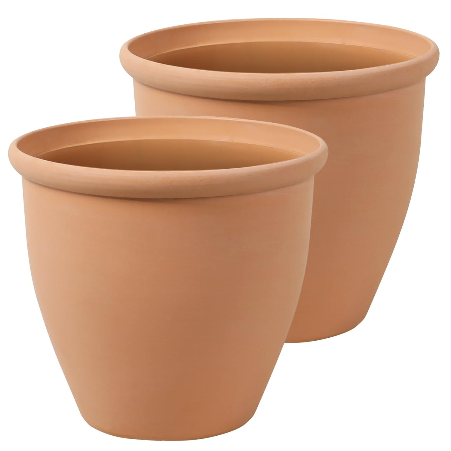 WORTH Garden 2-Pack 15" Dia. Round Planters - Large Terracotta Color Plastic Pots for Indoor & Ou... | Amazon (US)