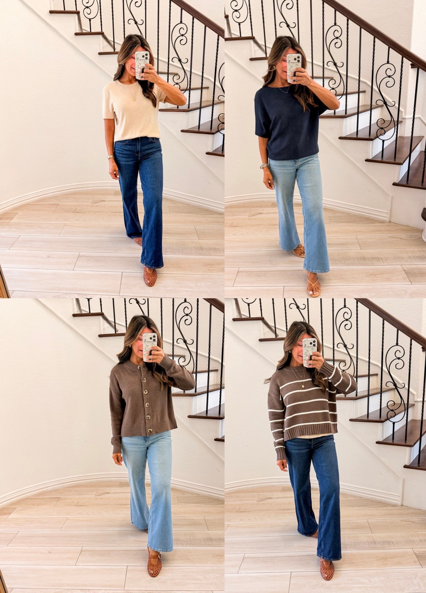 Fav pieces from Quince that I’ll bra wearing on repeat come fall.
I’m 5’2” 118#ish for reference 
Striped  sweater  in size small tts.
Dolman Top, Sweater Tee, Cardigan in size XS.
Jeans fit tts. Wearing size 26 in short length-wash is Frosted Blue & Midnight Blue.

#QuincePartner 
@onequince

#LTKOver40 #LTKPetite #LTKmomlife