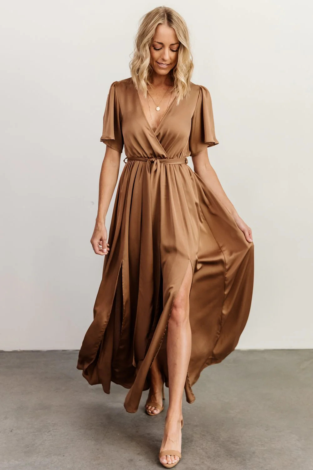 Sicily Satin Maxi Dress | Mocha | Baltic Born