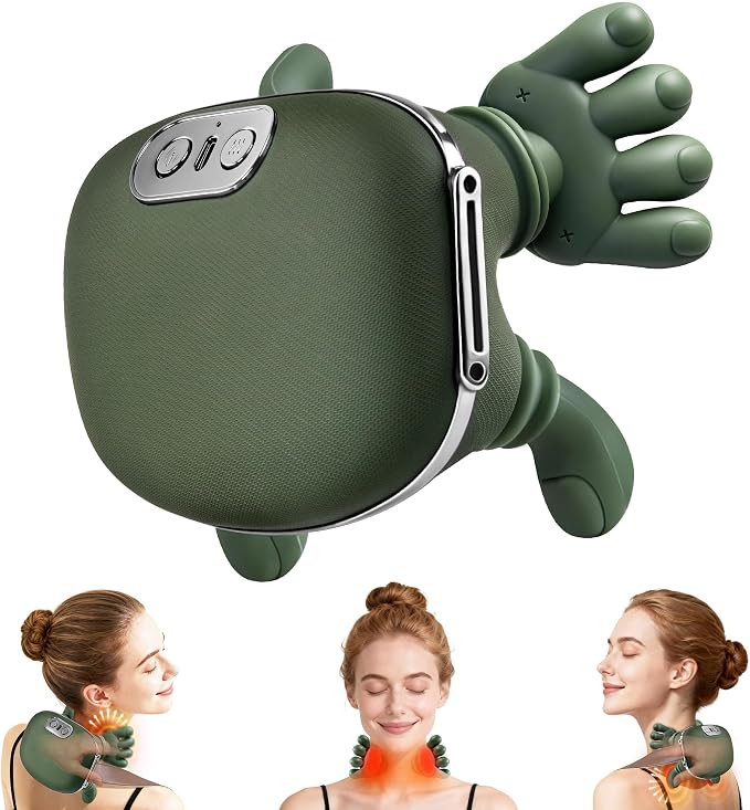Neck Massager with Heat, Cordless Human-Like Massage, Pain Relief, Green | Neck Massager with 2 H... | Amazon (US)