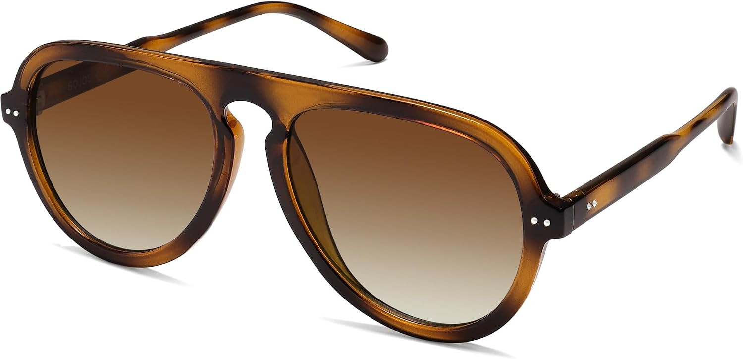 SOJOS Retro Aviator Sunglasses for Womens Mens Vintage Styles SJ2255,Medium | Amazon (US)