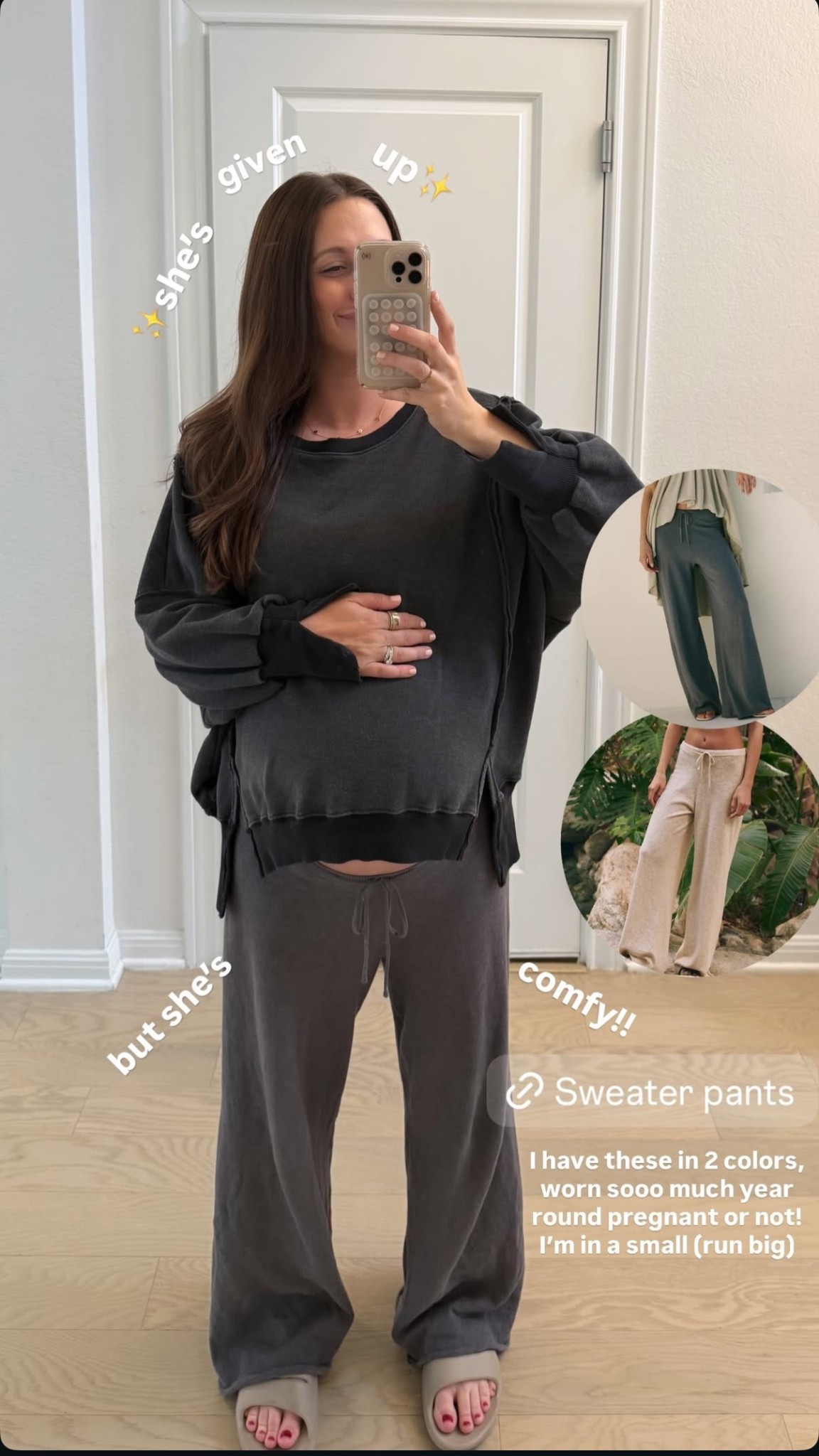 Comfy sweater pants I’ve worn so much pregnant or not! In a small, run big 

#LTKmomlife #LTKootd #LTKgrwm