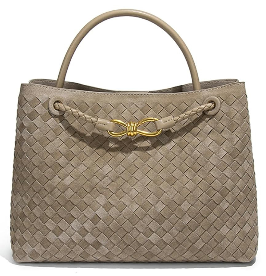 Suede Woven Tote Bag for Women PU Leather Hobo Bags Casual Crossbody Purse Shoulder Satchel Bag T... | Amazon (US)