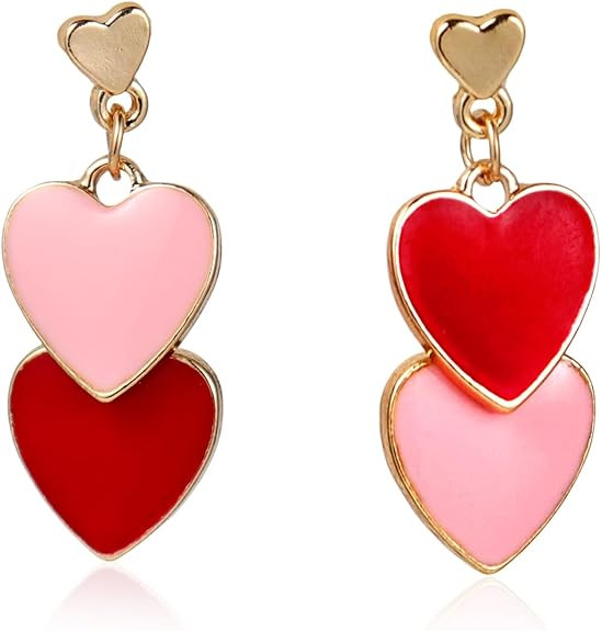 Double Love Heart Drop Earrings Heart Dangle Earrings Heart Stud Earrings for Women Mother's Day ... | Amazon (US)