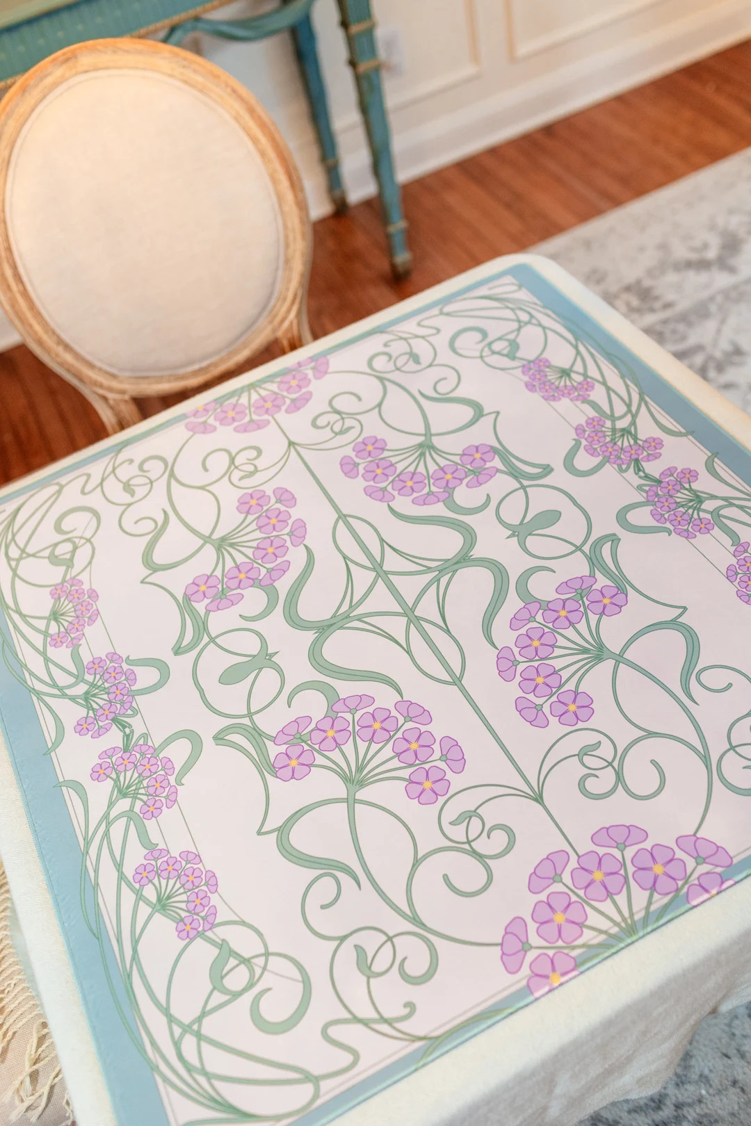 Parisian Floral Mahjong Mat, purple and green neoprene Mahjongg mat, art nouveau mahj mat, lavend... | Etsy (US)