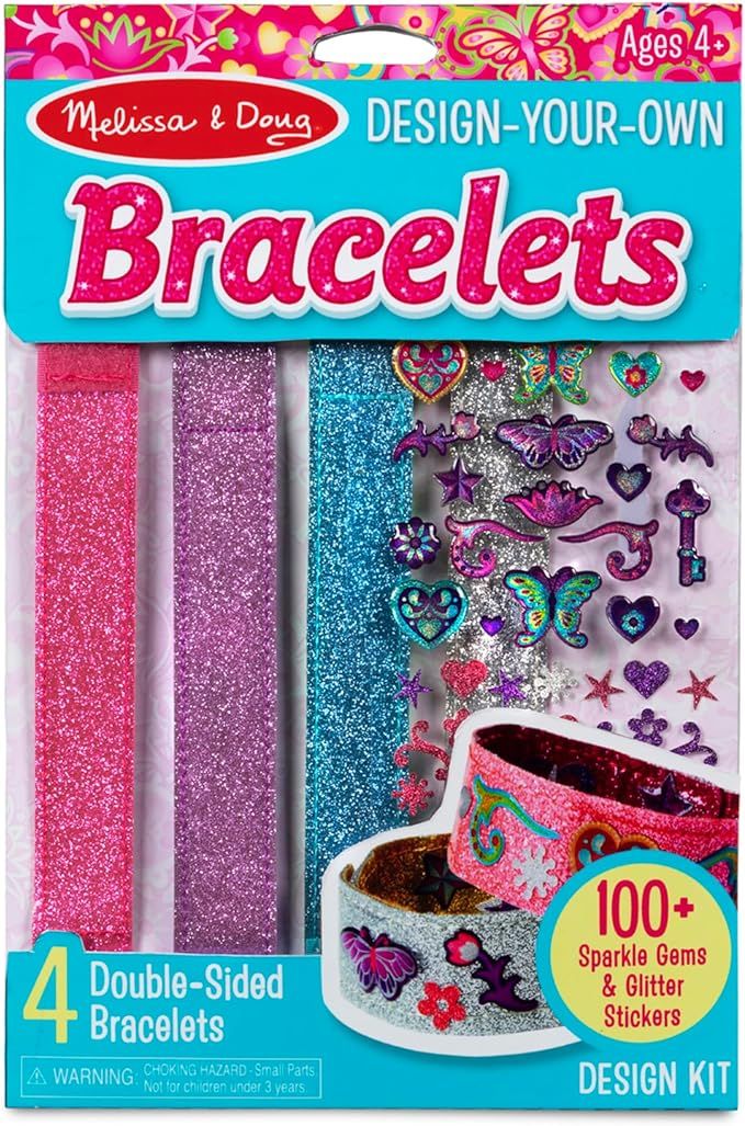Melissa & Doug Design-Your-Own Bracelets With 100+ Sparkle Gem and Glitter Stickers - Kids Snap B... | Amazon (US)