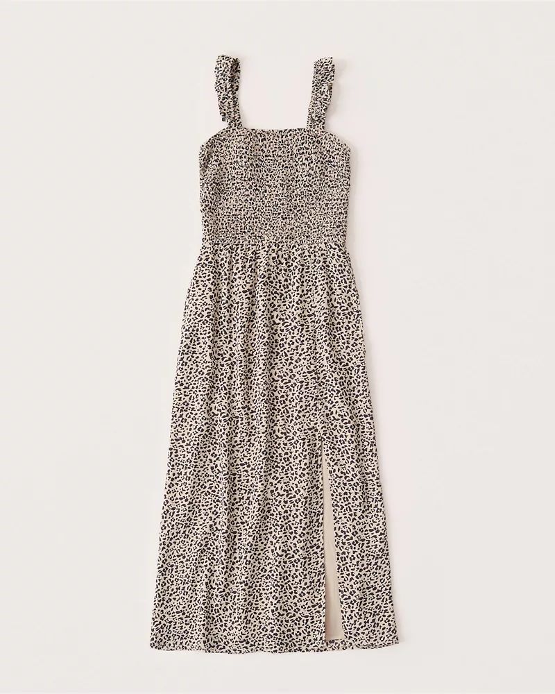 Smocked Midi Dress | Abercrombie & Fitch (US)