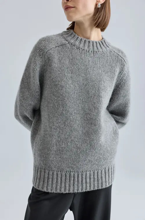 Almina Concept Knit Wool Crewneck Sweater in Grey at Nordstrom, Size Medium | Nordstrom