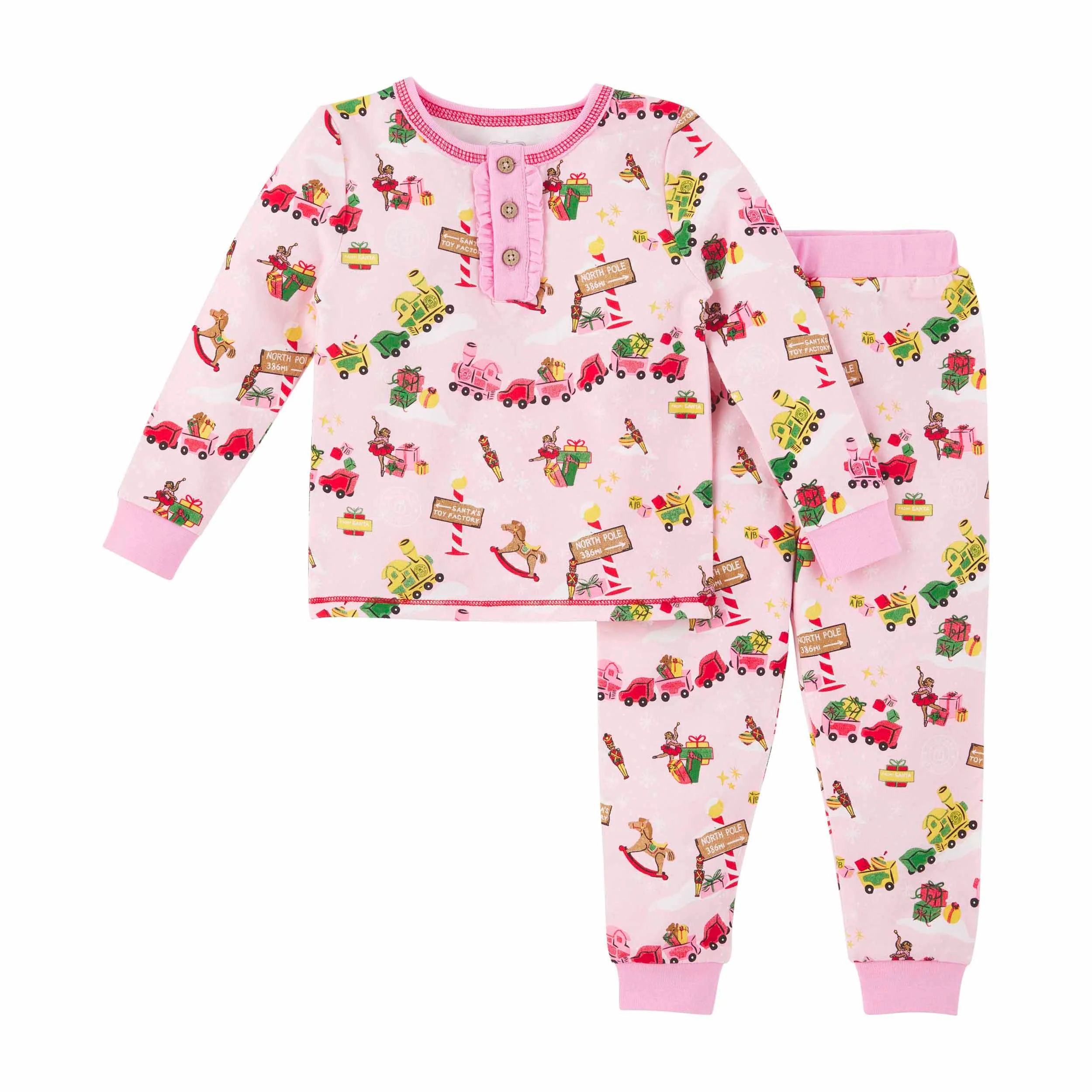 Pink Toyland Christmas Toddler Pajama Set | Mud Pie (US)