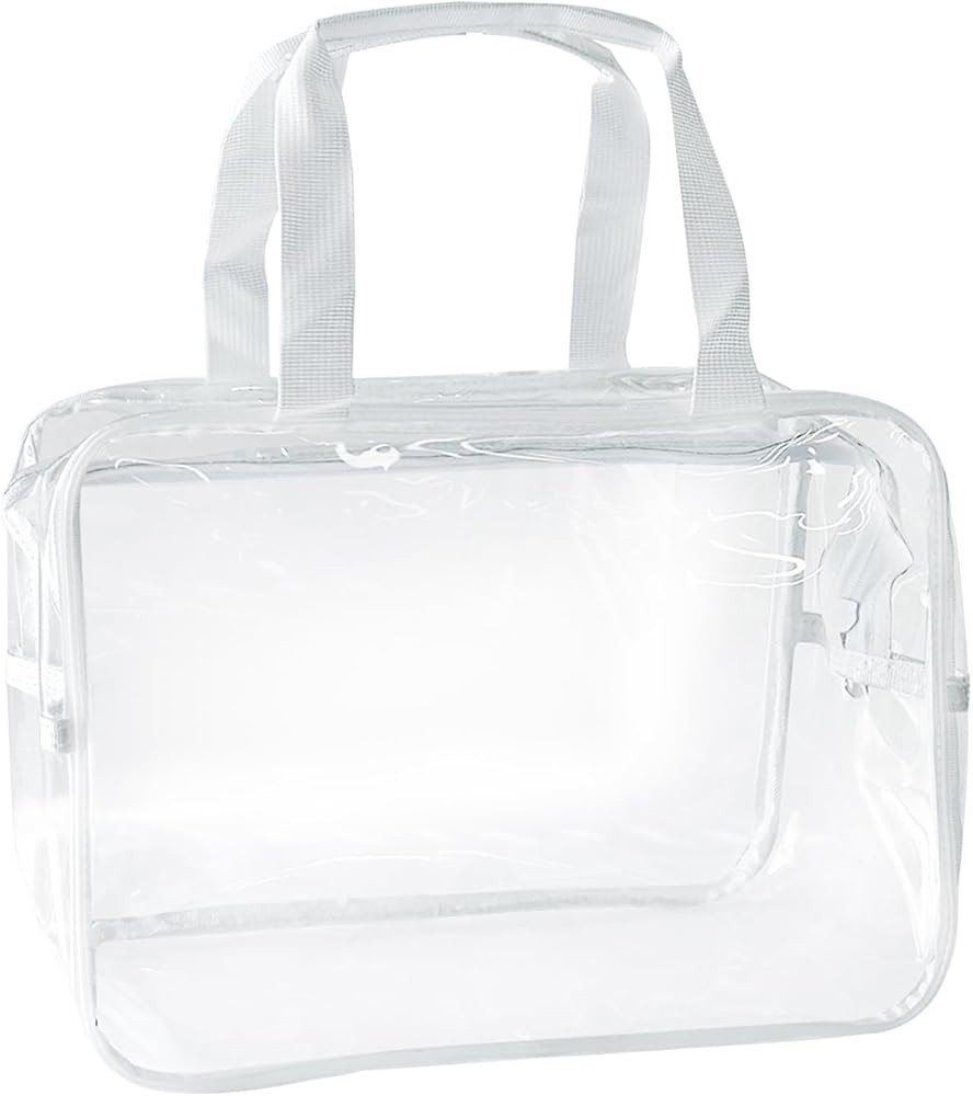 TotePrint Large Clear Transparent Gift Pouch Wash Travel Makeup Cosmetic Bag with Handle for Trav... | Amazon (US)