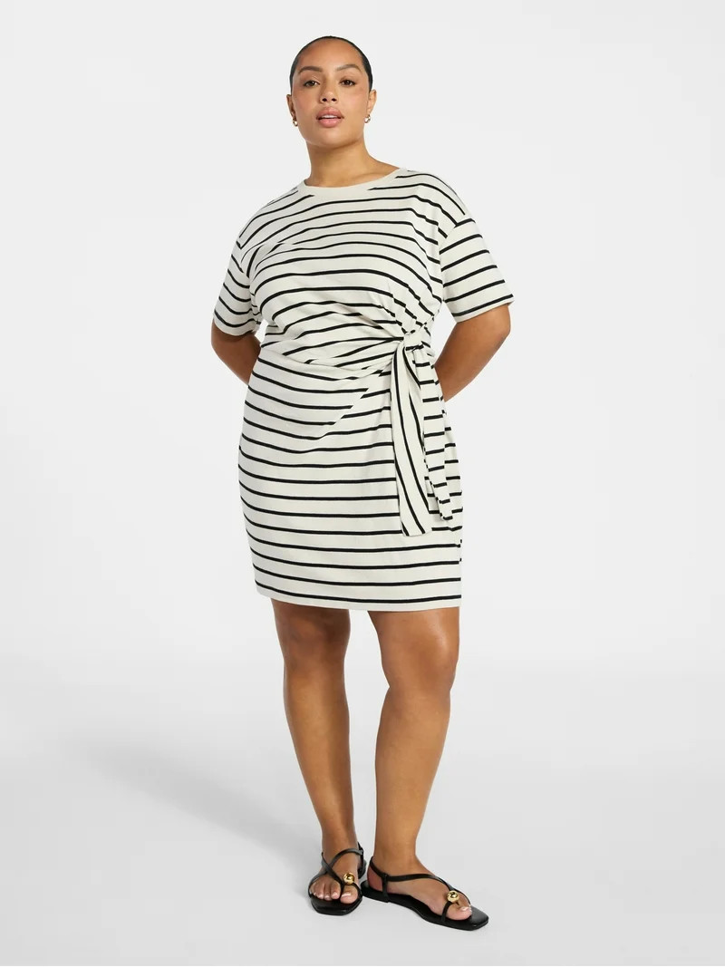 Terra & Sky Women\u2019s Plus Front Twist Dress with Short Sleeve, Size 0X-5X | Walmart (US)