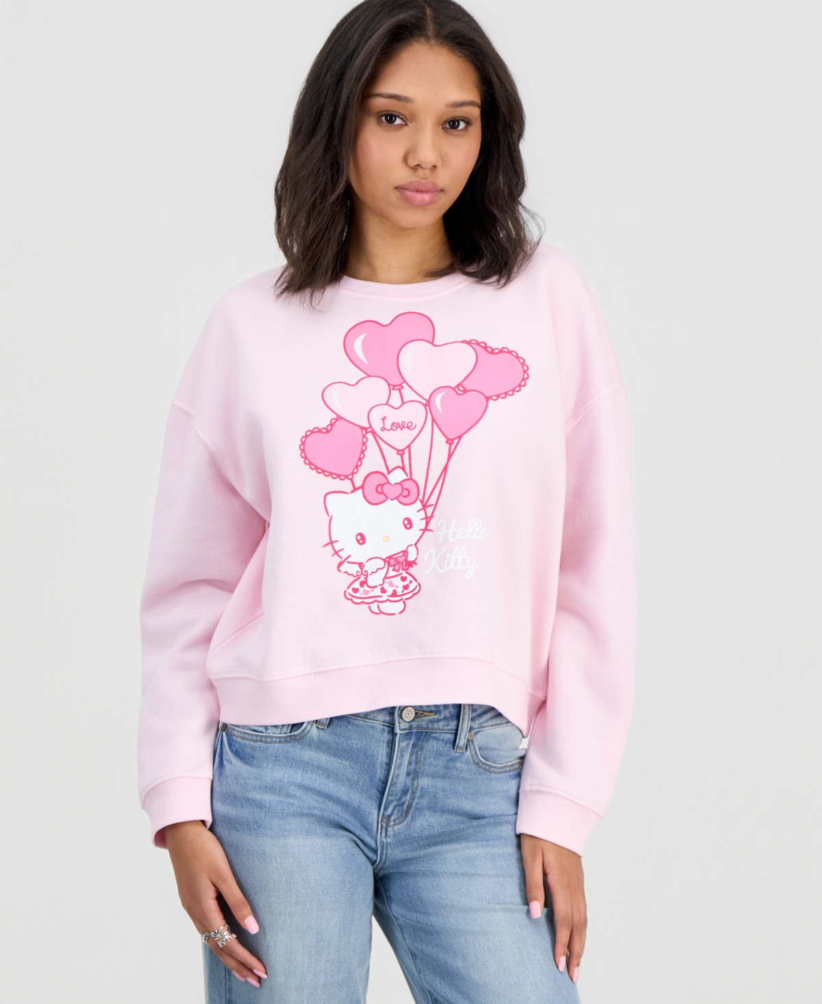 Grayson Threads, The Label Juniors' Hello Kitty Balloon Valentine's Day Fleece Sweatshirt - Ballet Slipper | Macy's