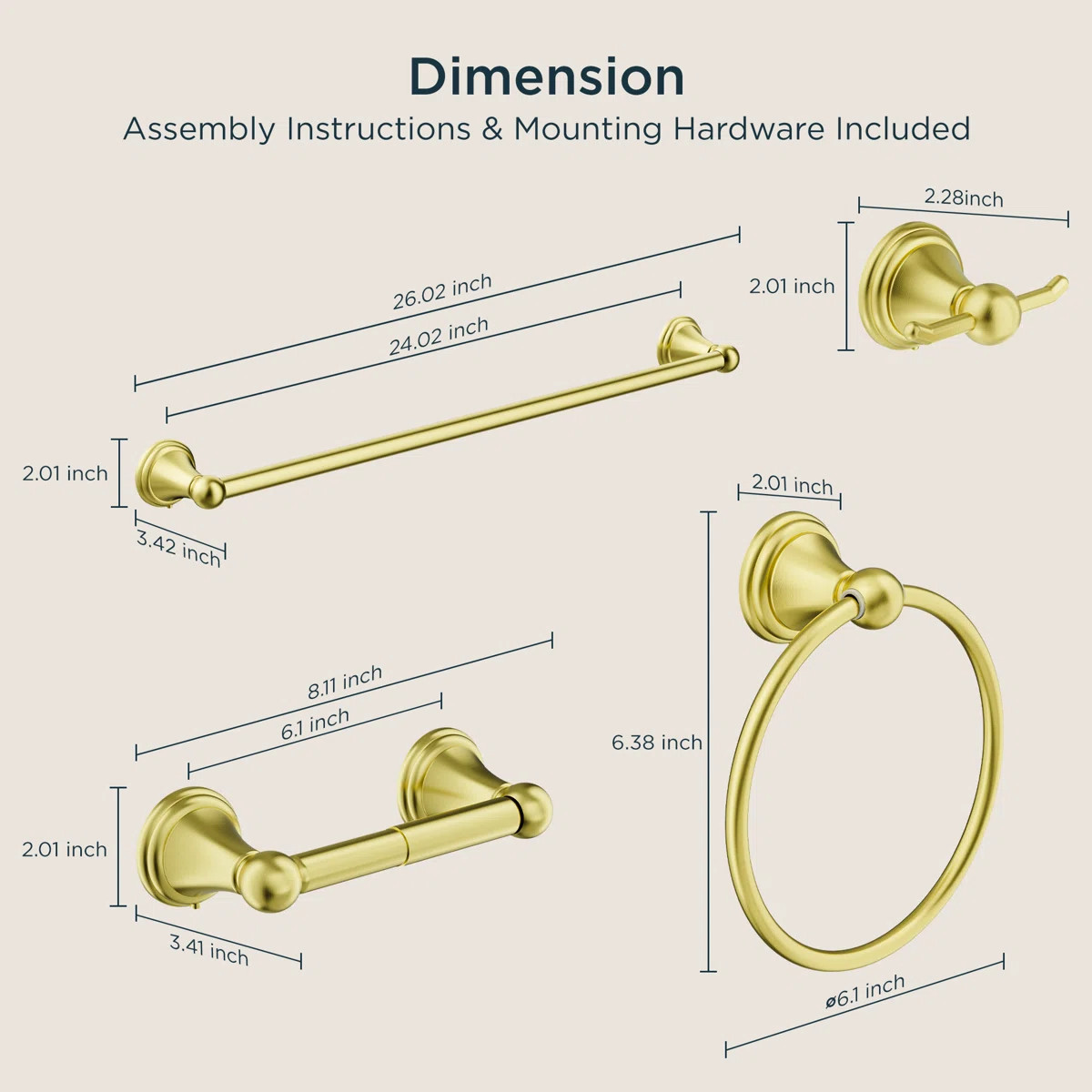 4 - Piece Bathroom Hardware Set WW19108G4A | Wayfair North America