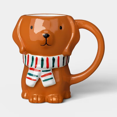 14oz Christmas Figural Dog Mug with Scarf - Wondershop™ | Target
