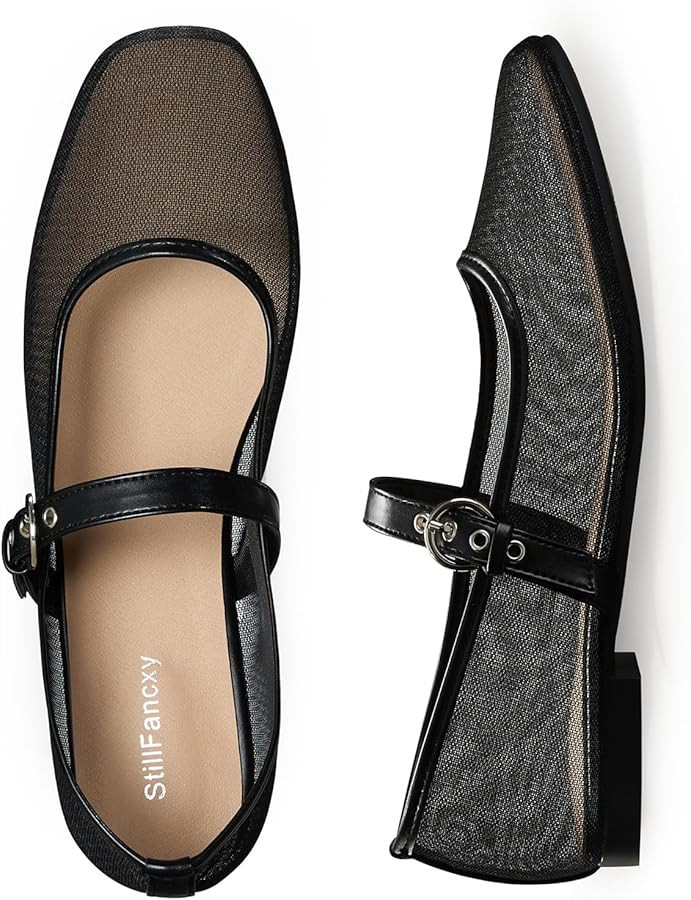 Leopard Flats for Women Mesh Ballet Flats Mary Jane Animal Print Shoes Slip On Casual Breathable ... | Amazon (US)