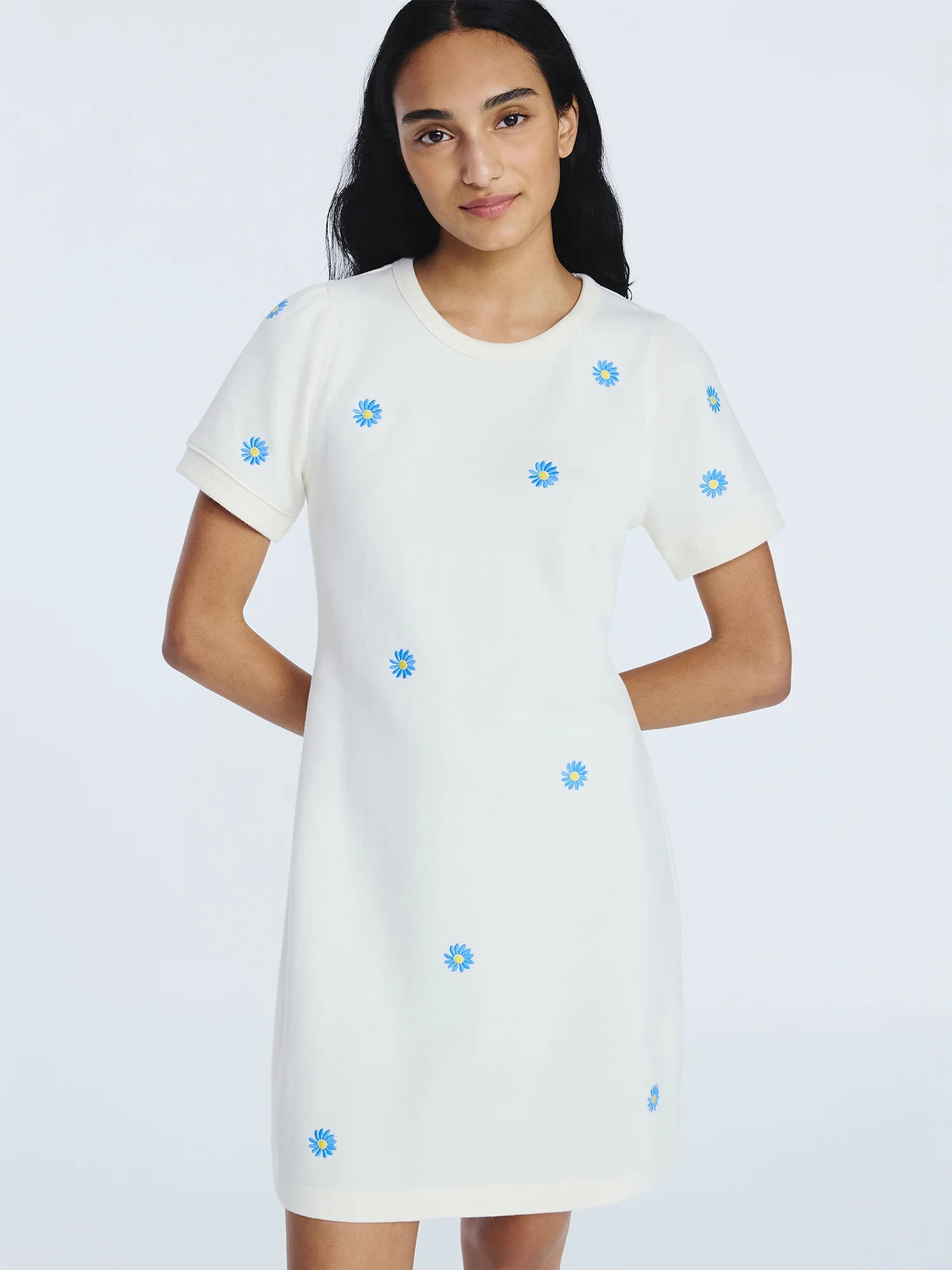 Free Assembly Women’s and Women's Plus Embroidered Mini Dress with Puff Sleeves, Sizes XS-4X | Walmart (US)