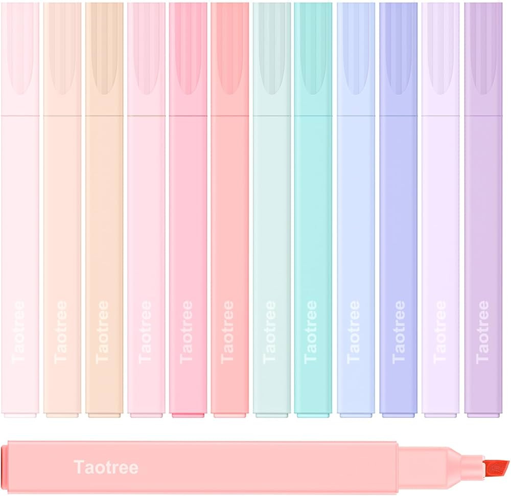 Aesthetic Cute Highlighters Assorted Colors, 12Pcs Bible Highlighters and Pens No Bleed, Chisel T... | Amazon (US)