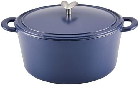 Ayesha Curry Enameled Cast Iron Dutch Oven/Casserole Pot with Lid, 6 Quart - Anchor Blue | Amazon (US)
