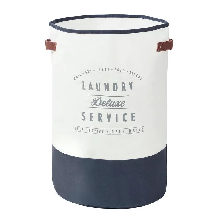 Better Homes & Gardens Ivory/Grey Canvas Laundry Hamper, 16" x 25" | Walmart (US)
