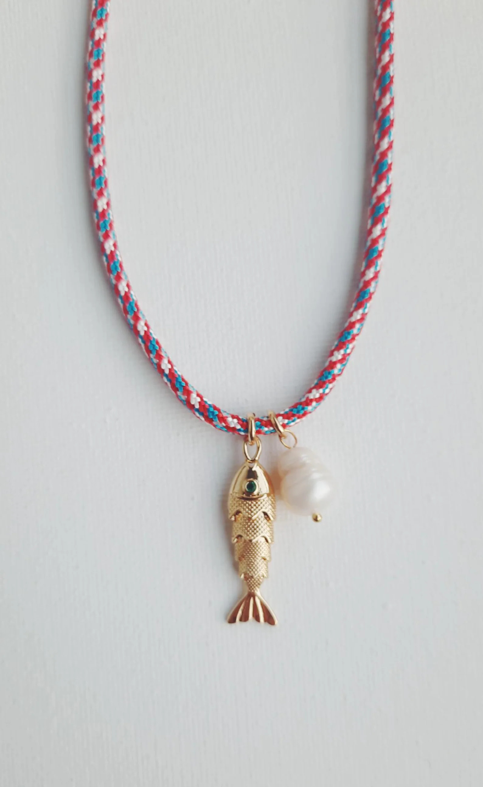 Fish Paracord Necklace: Freshwater Pearl, 18k Gold Plated Coastal Charm, Personalized Boho Neckla... | Etsy (Global)