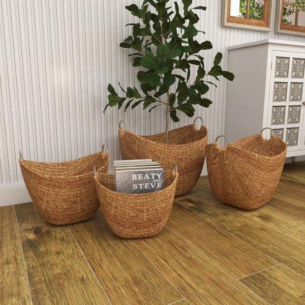 4 Piece Metal Wicker Basket Set | Wayfair North America