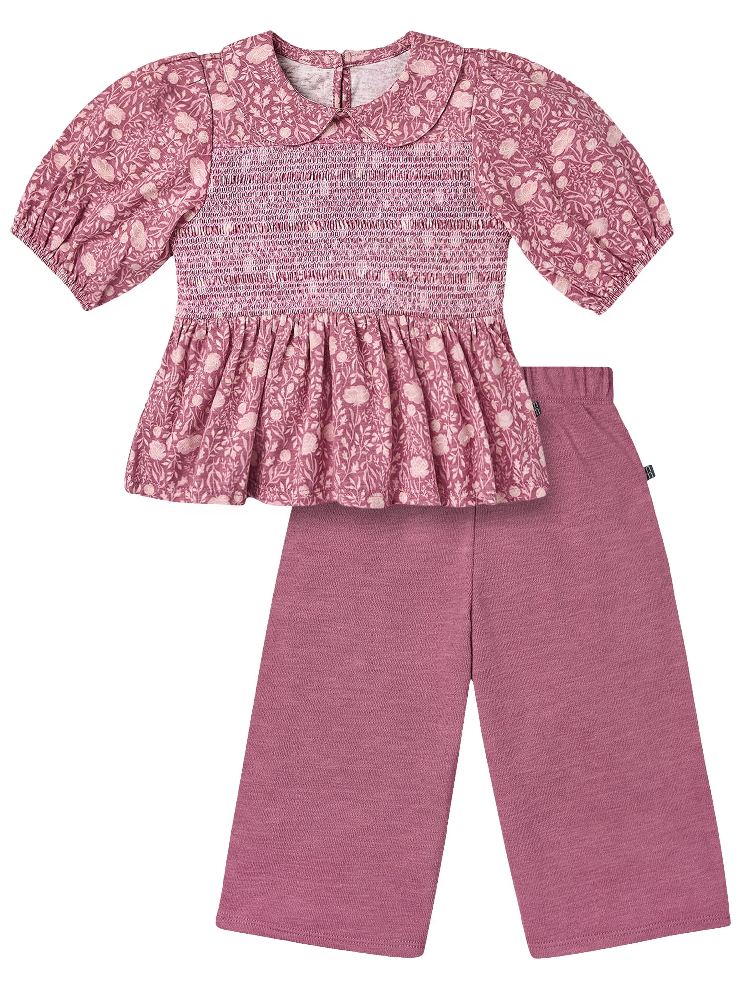 Modern Moments by Gerber Toddler Girl Top with Decorative Smocking Pant, 2-Piece, 12 Months - 5T - Walmart.com | Walmart (US)