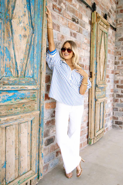 Nantucket Blue Stripe Short Sleeve Top | The Willow Tree