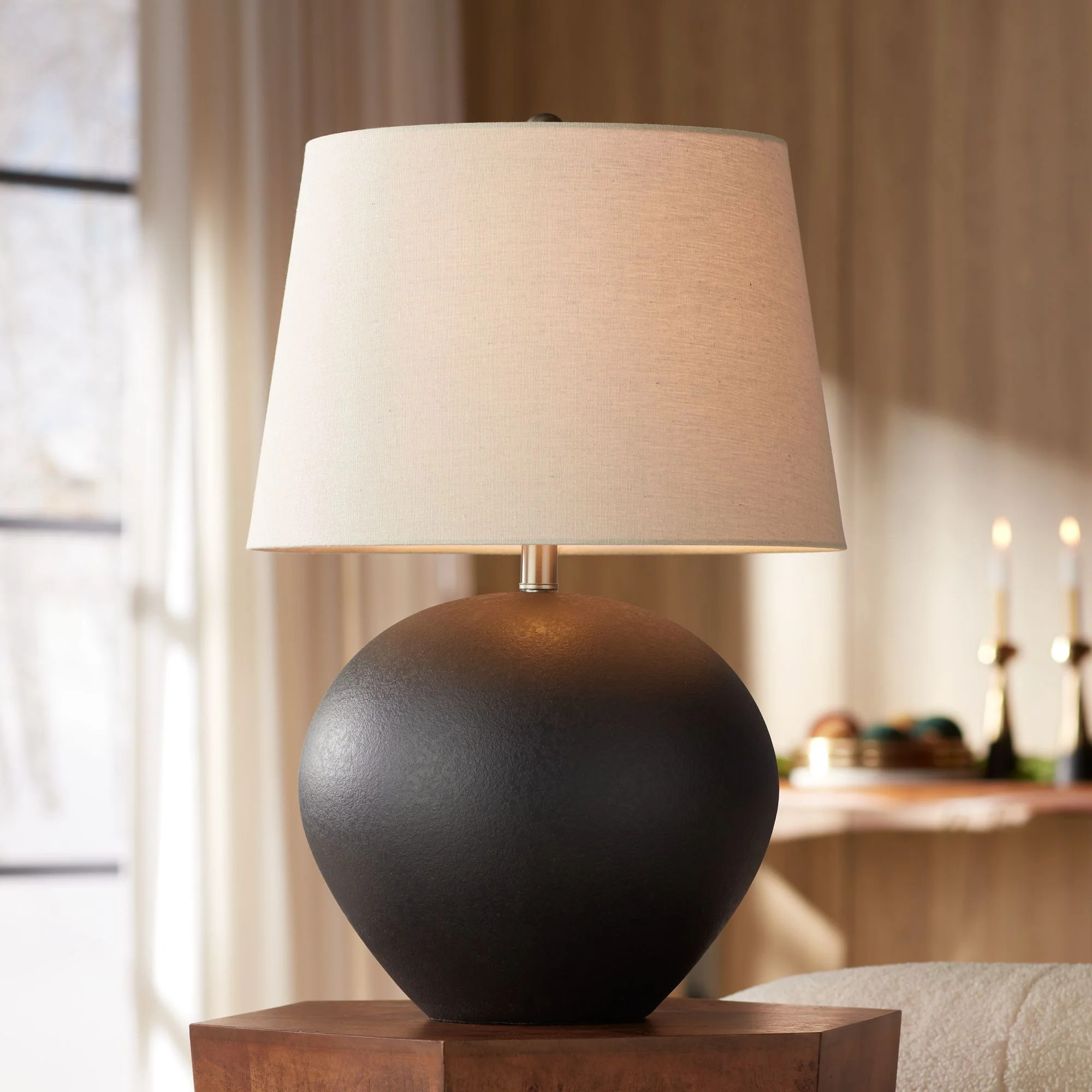 360 Lighting Paulo 24 1/2" High Pot Farmhouse Rustic Southwestern 3-Way Table Lamp Matte Black Ce... | Walmart (US)