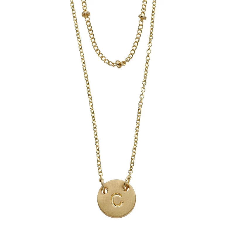 City Luxe Initial Disc & Beaded Chain Duo Necklace Set, Women's, Gold Tone C | Kohl's