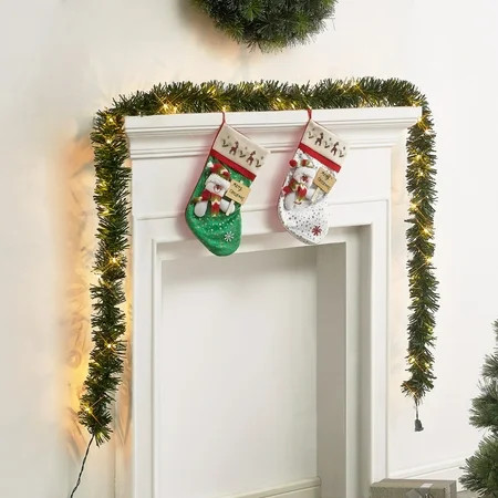 Holiday Time Pre-Lit Pine Garland, Clear, Easy Installation | Walmart (US)