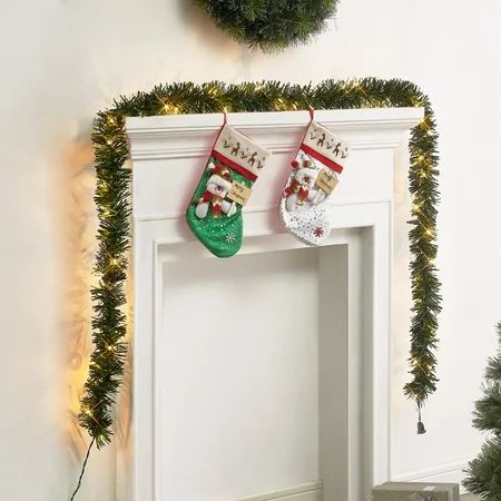 Holiday Time Pre-Lit Pine Garland, Clear, Easy Installation | Walmart (US)