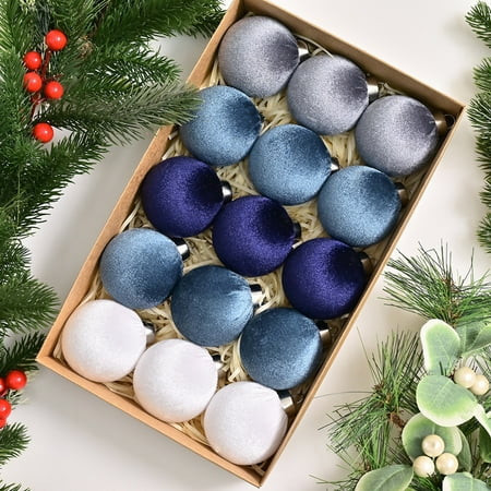 Blue Velvet Christmas Tree Ornaments - 15pcs Shatterproof Christmas Balls for Xmas Trees Decorations - Multicolor Brown Neutral Beige, 60mm 2.36inch | Walmart (US)
