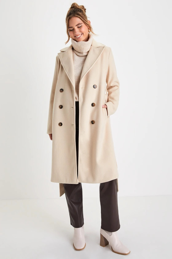 Season of Sophistication Cream Double-Breasted Coat | Lulus