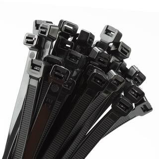 18 in. UV Resistant Nylon Cable Zip Tie Black 100-Pack 200 lbs. Ultra Strong Heavy Duty Wire Ties for Indoor and Outdoor | The Home Depot