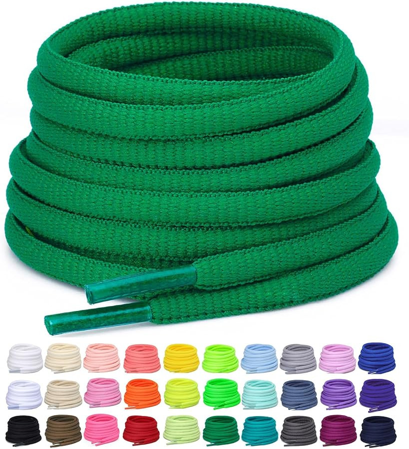 2 Pairs Oval Athletic Shoelaces 30 Colors 1/4" Half Round Shoe Laces for Sneakers | Amazon (US)