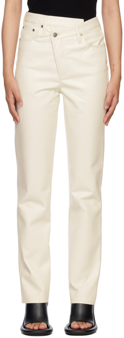 AGOLDE White Criss Cross Leather Pants | SSENSE