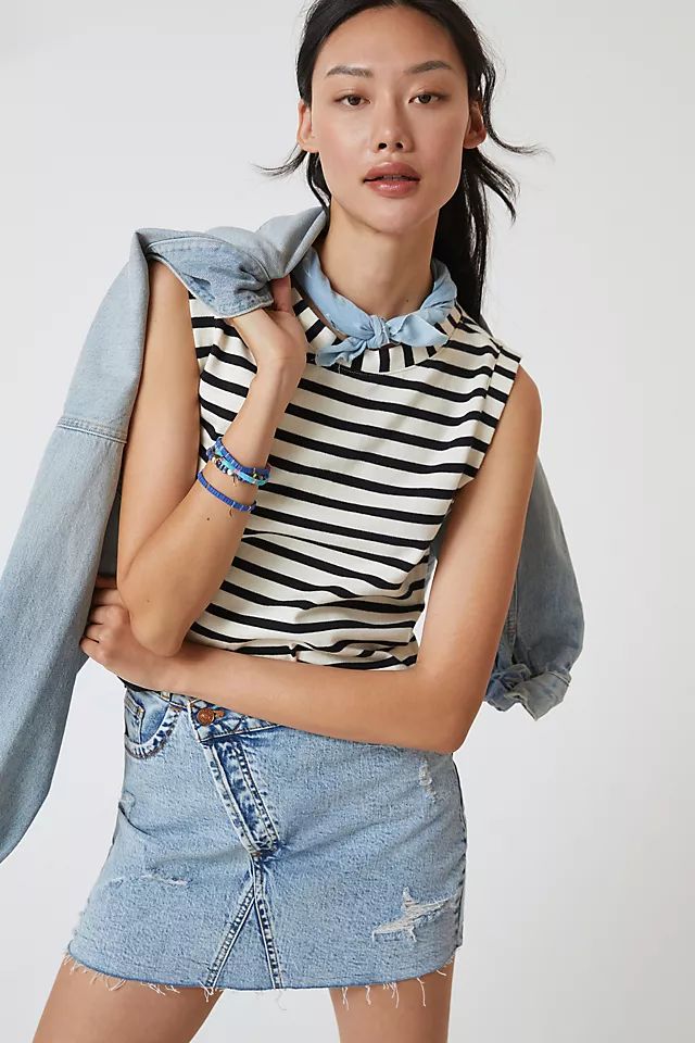 Maeve Structured Stripe Top | Anthropologie (US)