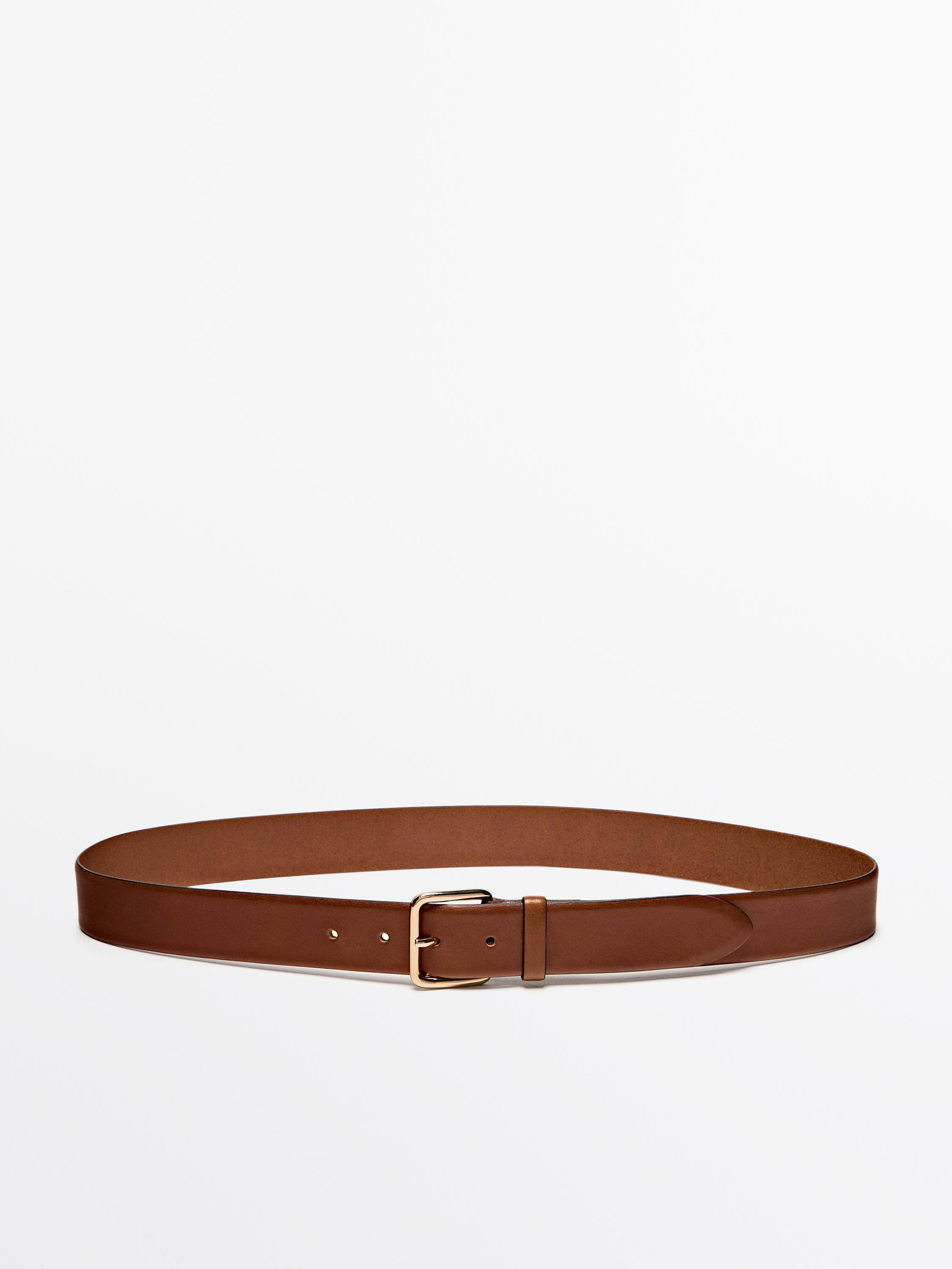 Leather belt with square buckle | Massimo Dutti UK