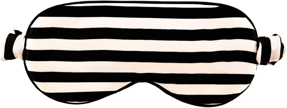 CELESTIAL SILK Mulberry Silk Sleep Eye Mask with Adjustable Elastic Strap (Adjustable, Black/Whit... | Amazon (US)