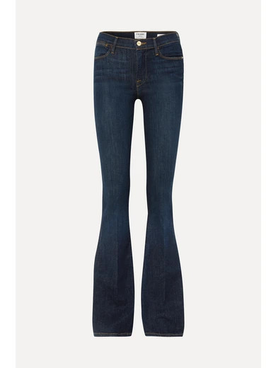 FRAME - Le High High-rise Flared Jeans - Dark denim | NET-A-PORTER (US)